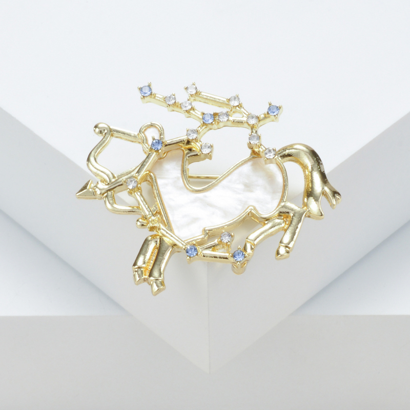 12 Zodiako ženklų serijos segtukas, lydinys, konstelacijos ir gyvūnų formos, elektroplakavimas, antiekspozicija