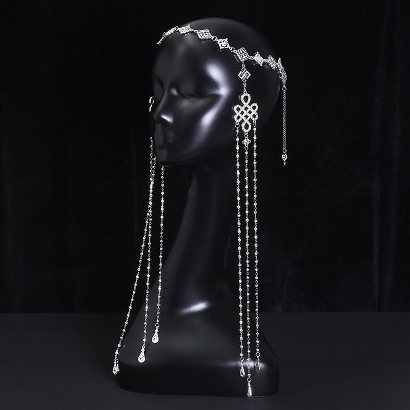 Mongolski etnički ukras za glavu s tibetanskim elementima, legura, elektroplatirano, individualno pakiranje, proljeće 2025