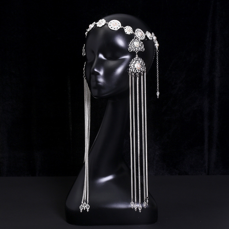 Mongolski etnički ukras za glavu s tibetanskim elementima, legura, elektroplatirano, individualno pakiranje, proljeće 2025