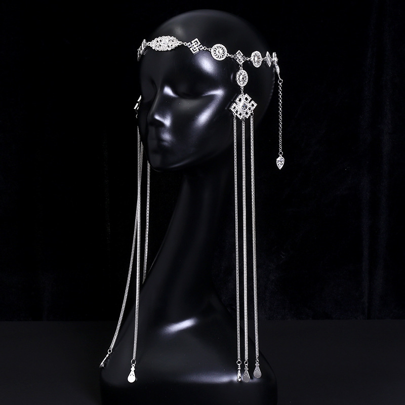 Mongolski etnički ukras za glavu s tibetanskim elementima, legura, elektroplatirano, individualno pakiranje, proljeće 2025