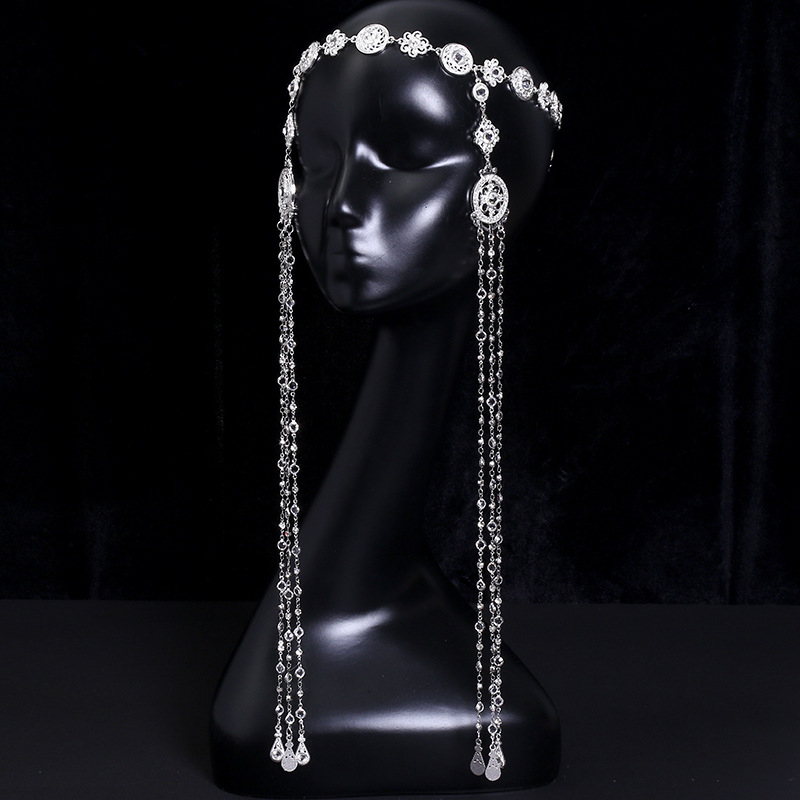 Mongolski etnički ukras za glavu s tibetanskim elementima, legura, elektroplatirano, individualno pakiranje, proljeće 2025