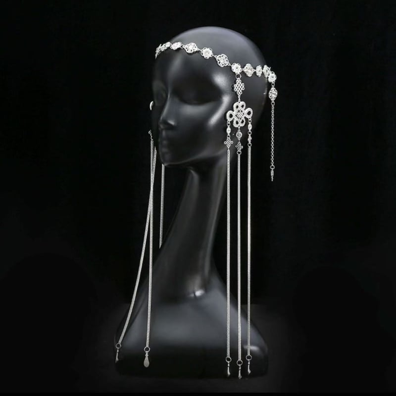 Mongolski etnički ukras za glavu s tibetanskim elementima, legura, elektroplatirano, individualno pakiranje, proljeće 2025