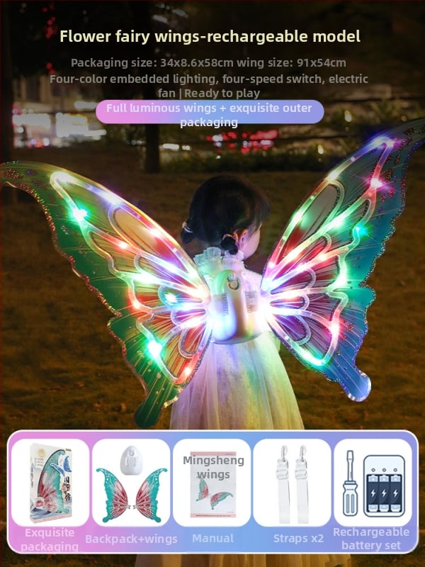 Interaktyvi šviesi žaislas su judančiais sparnais, elektriniai drugelių sparnai, skirta vaikams 7–14 metų