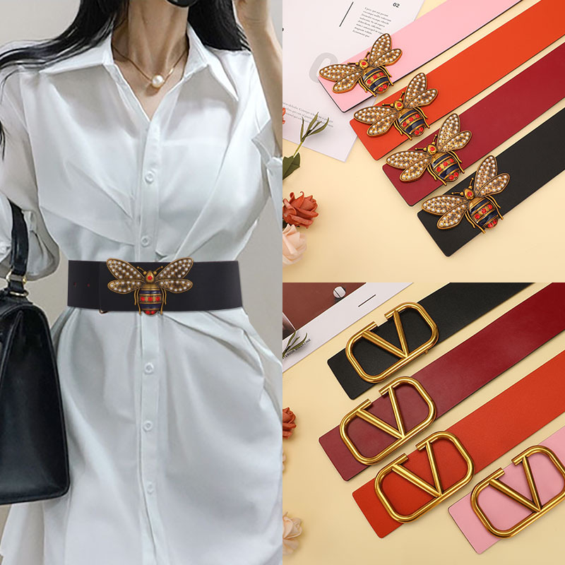 Női extré széles öv V alakú csattal, műbőr, csattal ötvözet, sima zárás, 2021 nyár