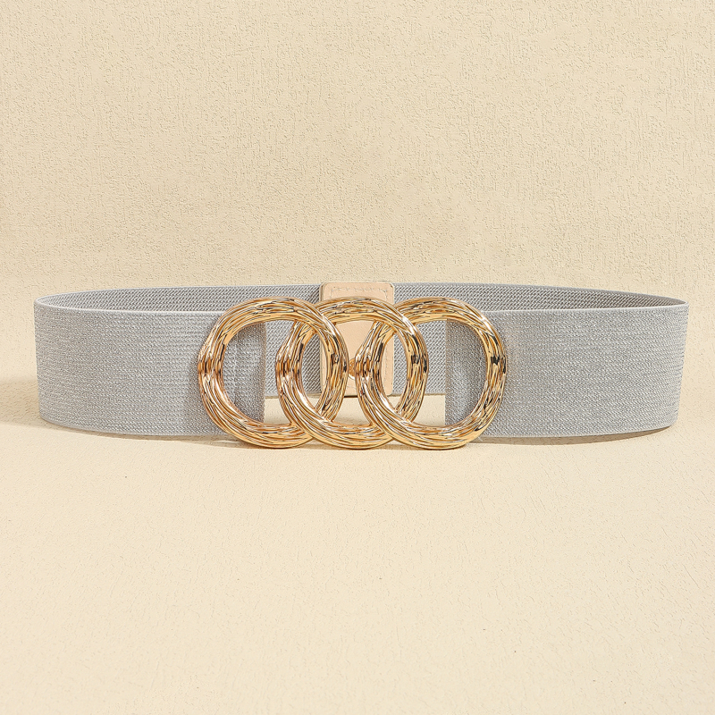 Centură pentru femei în stil coreean, talie elastică și cataramă geometrică circulară, curea lată pentru talie, versatilă