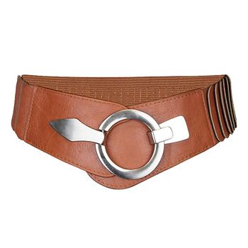 Ženski elastični kaiš od umjetne kože s metalnom kopčom; vintage, etno i književno retro stil; dizajn s perforacijama.