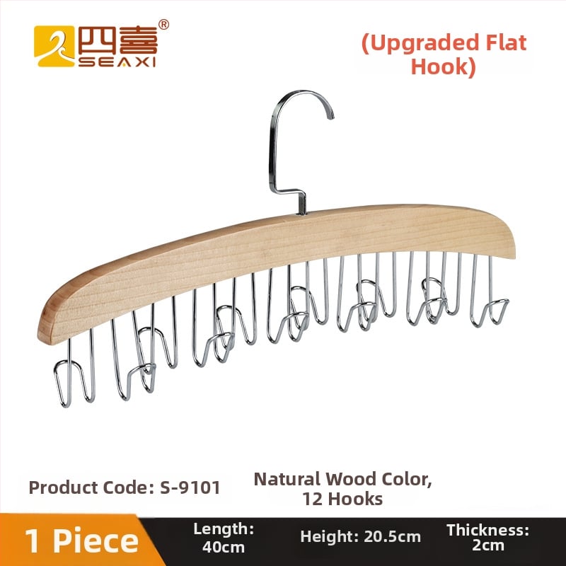 Puidust vööhoidik, mitmekülgne – sobib ka sallide hoidmiseks, kaasaegne minimalistlik stiil, metallkonksud