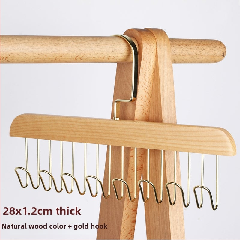 Puidust vööhoidik, mitmekülgne – sobib ka sallide hoidmiseks, kaasaegne minimalistlik stiil, metallkonksud