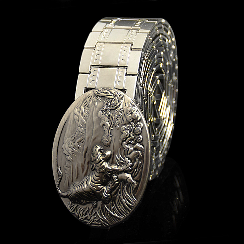 Metalinė juosta savisaugai iš nerūdijančio plieno, lygi užsegimas, taktinė lauko juosta vyrams