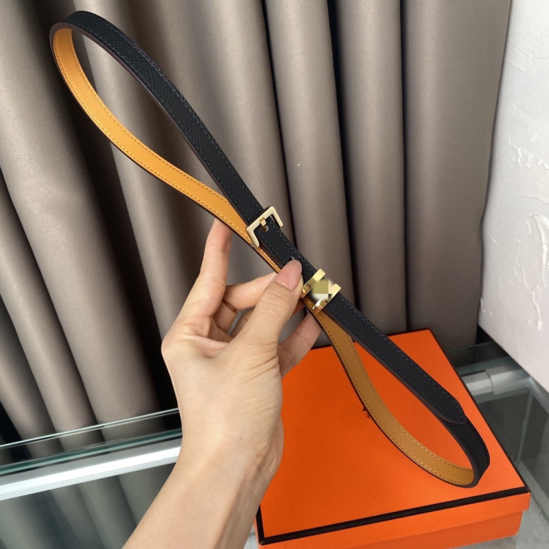 Moterų plonas Kelly diržas iš natūralios odos su varine sagtimi, pločio <2 cm, pirmojo sluoksnio karvės odos