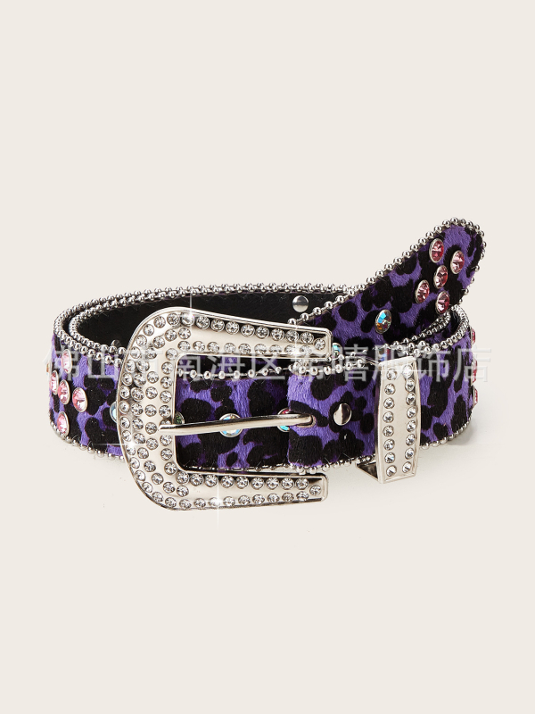 Moterų rhinestone juosta – dekoratyvus aksesuaras džinsams, sagtis iš lydinio, užsegimas spaudimo mygtuku, PU oda, elektroplatinavimo danga