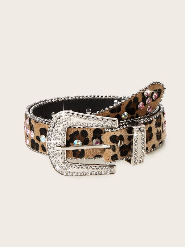 Moterų rhinestone juosta – dekoratyvus aksesuaras džinsams, sagtis iš lydinio, užsegimas spaudimo mygtuku, PU oda, elektroplatinavimo danga