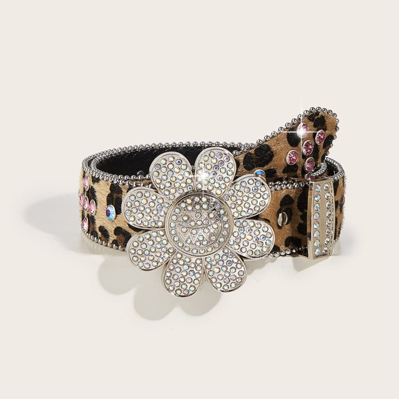 Moterų rhinestone juosta – dekoratyvus aksesuaras džinsams, sagtis iš lydinio, užsegimas spaudimo mygtuku, PU oda, elektroplatinavimo danga