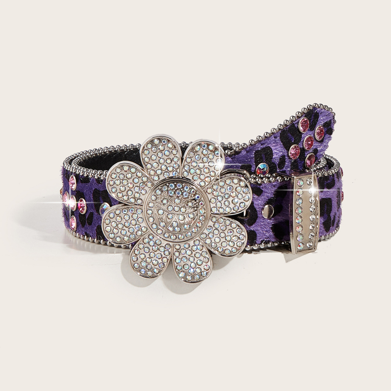 Moterų rhinestone juosta – dekoratyvus aksesuaras džinsams, sagtis iš lydinio, užsegimas spaudimo mygtuku, PU oda, elektroplatinavimo danga