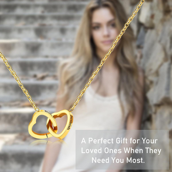 Titánacélból készült nyaklánc két szív dizájnnal, szív alakú medállal, keresztlánc stílusú, súly 5 g