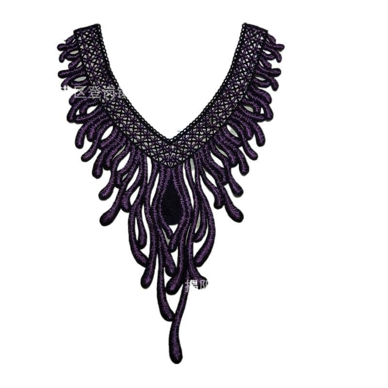Chuanghao бродерия: водоразтворима апликация за яка с форма на фениксова опашка, за дамско облекло