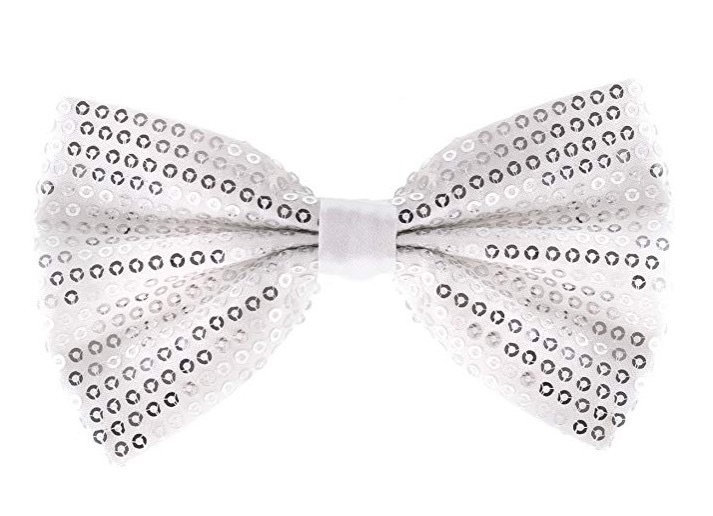 Sequined bow tie za kazališnu izvedbu, unisex, plosni vrh, jacquard konstrukcija, monokratski uzorak, plastični materijal s poliesterom, za odrasle