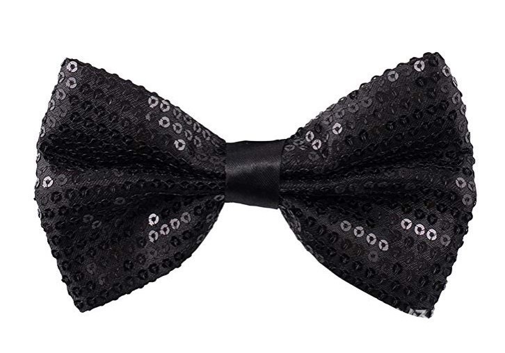 Sequined bow tie za kazališnu izvedbu, unisex, plosni vrh, jacquard konstrukcija, monokratski uzorak, plastični materijal s poliesterom, za odrasle