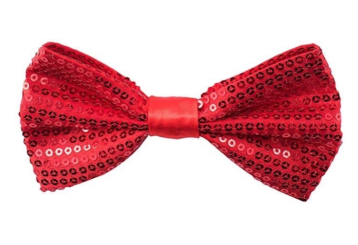Sequined bow tie za kazališnu izvedbu, unisex, plosni vrh, jacquard konstrukcija, monokratski uzorak, plastični materijal s poliesterom, za odrasle
