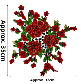 Водоразтворимо бродерийно цвете за яка, триизмерно ламинирано, полиестерна нишка, марка Fusheng Da