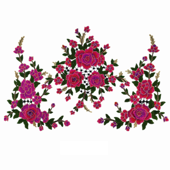 Водоразтворимо бродерийно цвете за яка, триизмерно ламинирано, полиестерна нишка, марка Fusheng Da