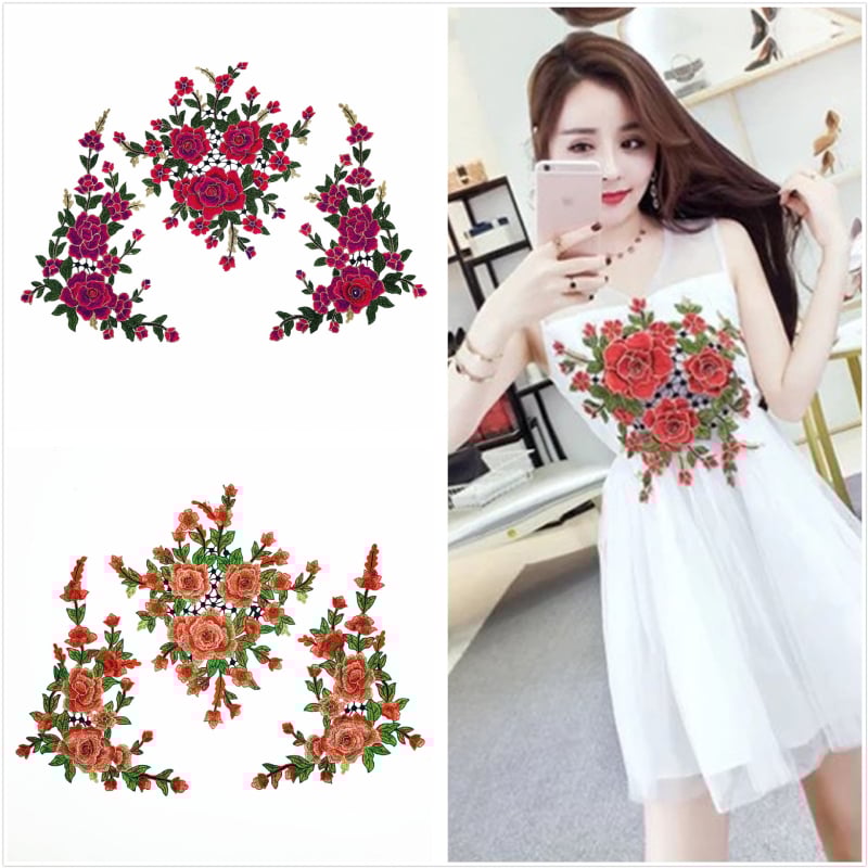 Водоразтворимо бродерийно цвете за яка, триизмерно ламинирано, полиестерна нишка, марка Fusheng Da