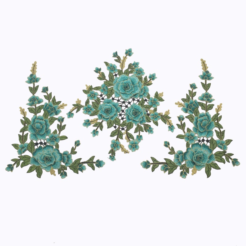 Водоразтворимо бродерийно цвете за яка, триизмерно ламинирано, полиестерна нишка, марка Fusheng Da