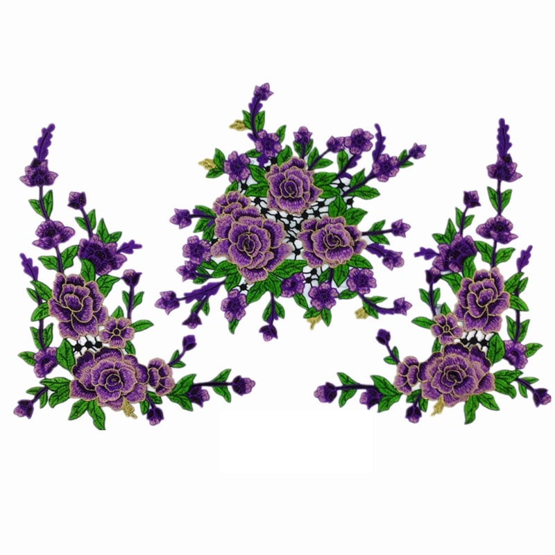 Водоразтворимо бродерийно цвете за яка, триизмерно ламинирано, полиестерна нишка, марка Fusheng Da