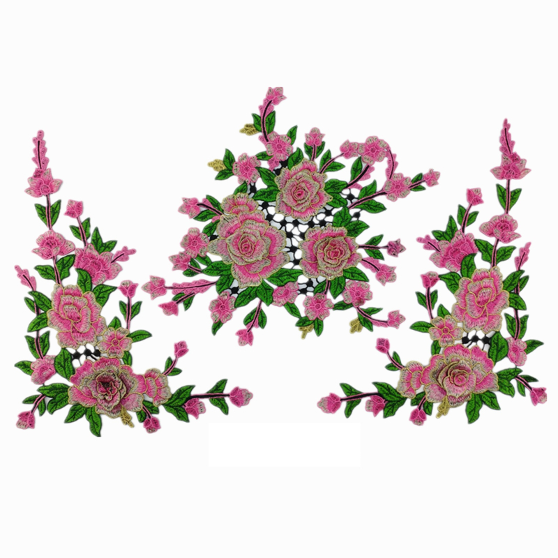 Водоразтворимо бродерийно цвете за яка, триизмерно ламинирано, полиестерна нишка, марка Fusheng Da