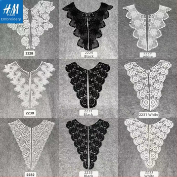 Palaidinė iš vandens tirpstantiems siuvinėjimams iš nėrinių medžiagos su tinkline apykakle, gėlių siuvinėjimas, Korėjos stilius