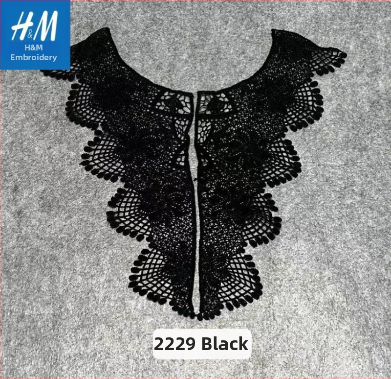 Palaidinė iš vandens tirpstantiems siuvinėjimams iš nėrinių medžiagos su tinkline apykakle, gėlių siuvinėjimas, Korėjos stilius