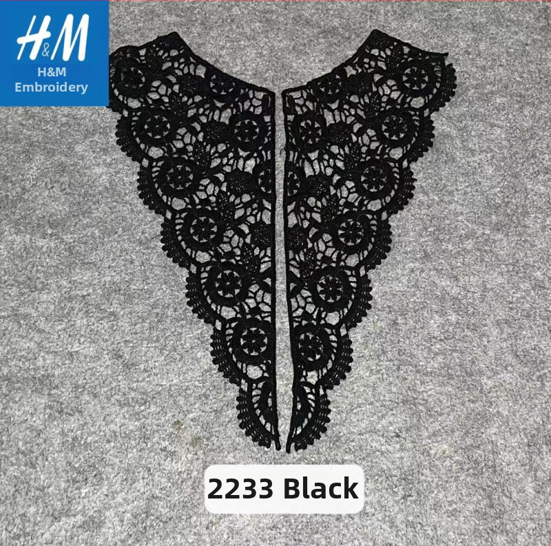 Palaidinė iš vandens tirpstantiems siuvinėjimams iš nėrinių medžiagos su tinkline apykakle, gėlių siuvinėjimas, Korėjos stilius