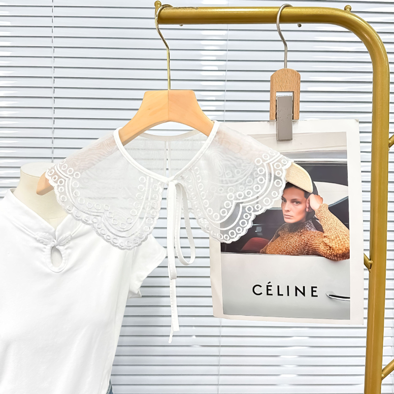 Gallér virág és csokornyakkendő — anyag: organza, sifon, csipke, koreai len; stílus: síkfejű, női, koreai verzió; technika: hímzés; minta: virág