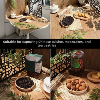 Fotorekviziti u drevnom stilu, antikne jade lutke, drveni pozadinski okvir, kod proizvoda Xw5g7eym