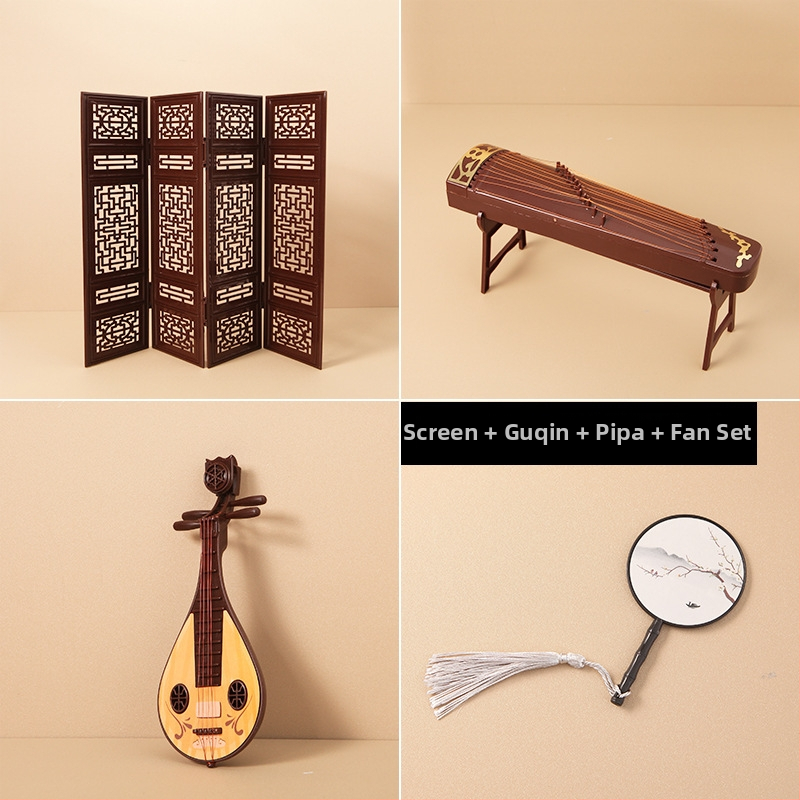 Fotorekviziti u drevnom stilu, antikne jade lutke, drveni pozadinski okvir, kod proizvoda Xw5g7eym