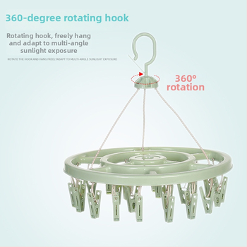 Körkörös, műanyag ruhaszárító 24 klippel – zoknikhoz, ruhatartókhoz, nadrágtartókhoz és nyakkendő-tartókhoz