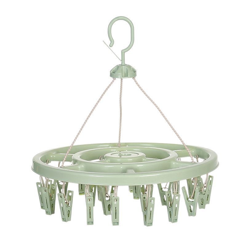 Körkörös, műanyag ruhaszárító 24 klippel – zoknikhoz, ruhatartókhoz, nadrágtartókhoz és nyakkendő-tartókhoz