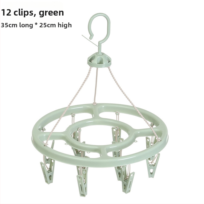 Körkörös, műanyag ruhaszárító 24 klippel – zoknikhoz, ruhatartókhoz, nadrágtartókhoz és nyakkendő-tartókhoz