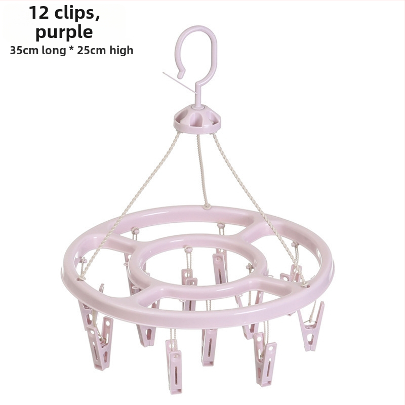 Körkörös, műanyag ruhaszárító 24 klippel – zoknikhoz, ruhatartókhoz, nadrágtartókhoz és nyakkendő-tartókhoz