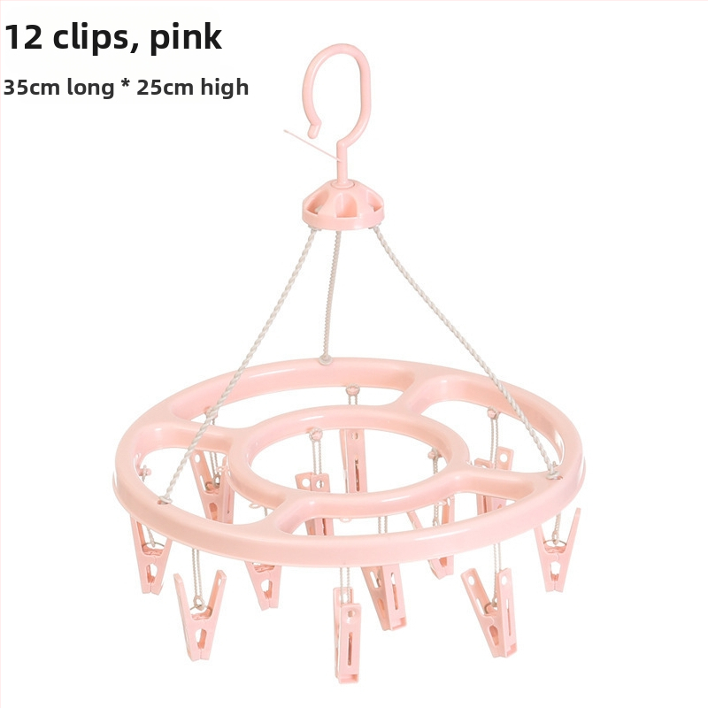 Körkörös, műanyag ruhaszárító 24 klippel – zoknikhoz, ruhatartókhoz, nadrágtartókhoz és nyakkendő-tartókhoz