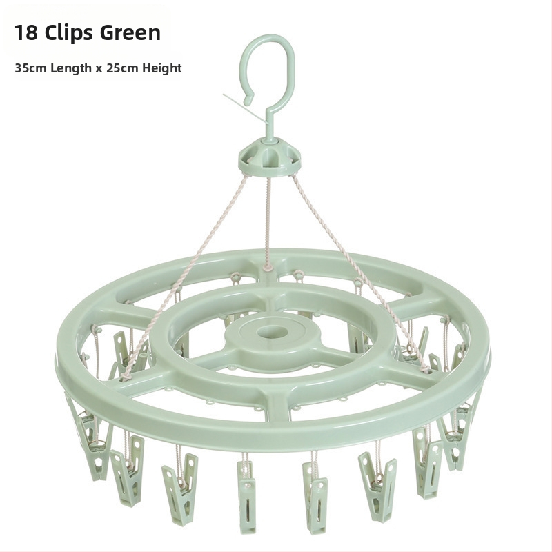 Körkörös, műanyag ruhaszárító 24 klippel – zoknikhoz, ruhatartókhoz, nadrágtartókhoz és nyakkendő-tartókhoz