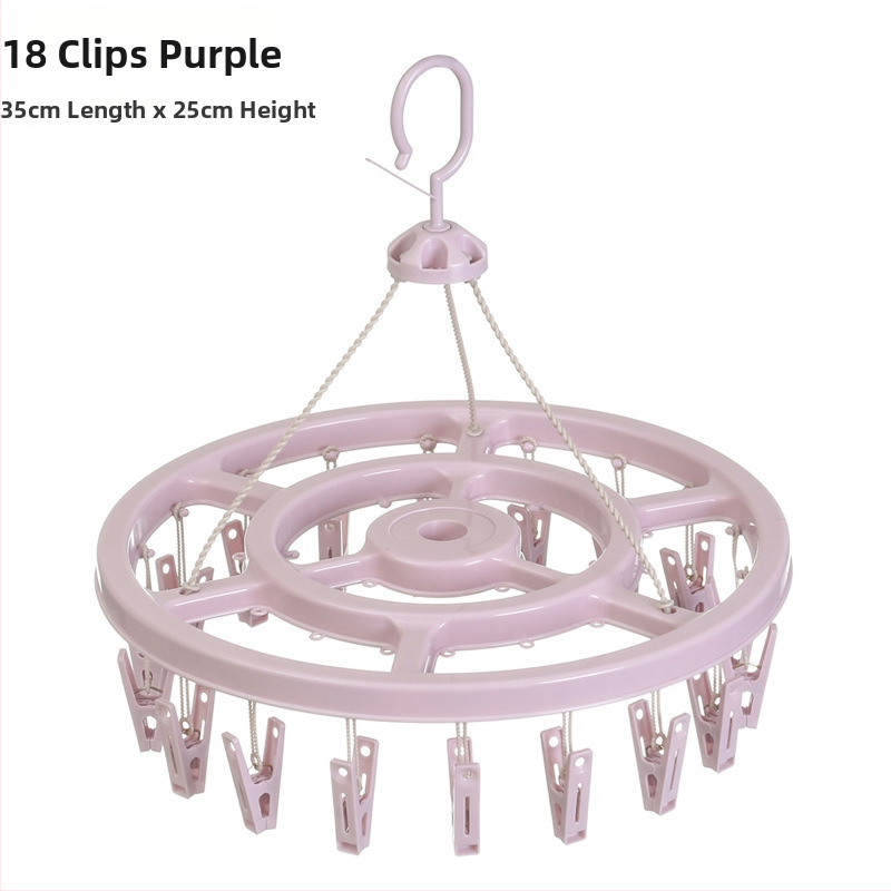 Körkörös, műanyag ruhaszárító 24 klippel – zoknikhoz, ruhatartókhoz, nadrágtartókhoz és nyakkendő-tartókhoz