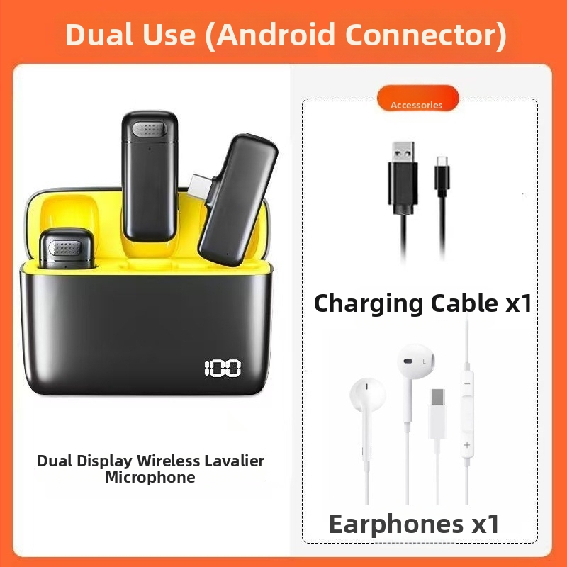 Belaidė lavalier mikrofonas, Bluetooth 5.0, Dažnių atsakas 100 Hz–20 kHz, SNR ≥70 dB, Įkraunama baterija