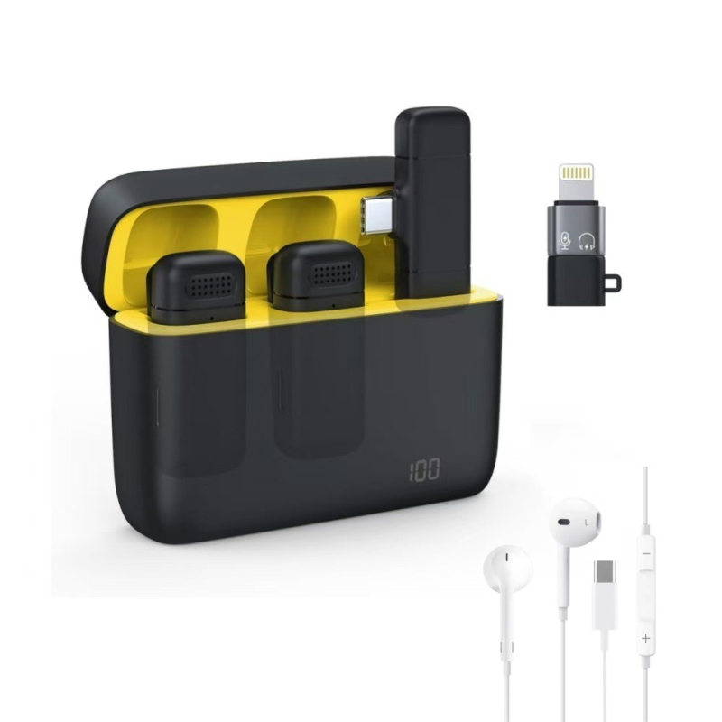 Belaidė lavalier mikrofonas, Bluetooth 5.0, Dažnių atsakas 100 Hz–20 kHz, SNR ≥70 dB, Įkraunama baterija