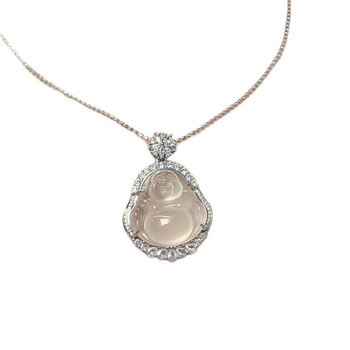 Baichen Jewelry Budha ripats kaelakee chalcedonist agatist, geomeetriline kuju, zirkoni seadistus, hõbedaga katetud