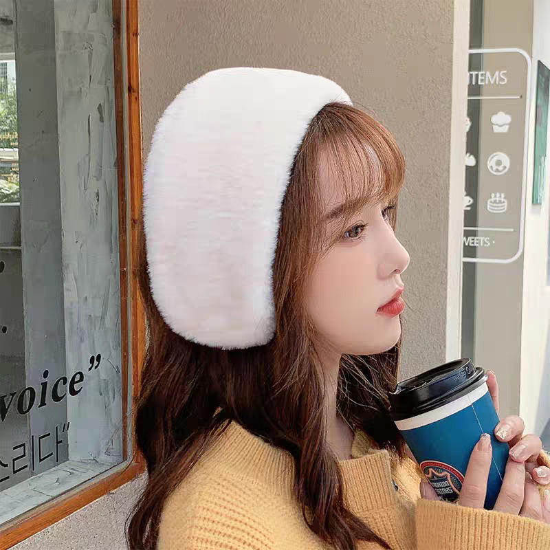 Dámske zimné ušné ochranné pomôcky a spona na vlasy – králičia kožušina, teplá zima, sladký štýl, dospelá žena, zima 2024