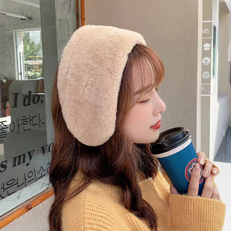 Dámske zimné ušné ochranné pomôcky a spona na vlasy – králičia kožušina, teplá zima, sladký štýl, dospelá žena, zima 2024