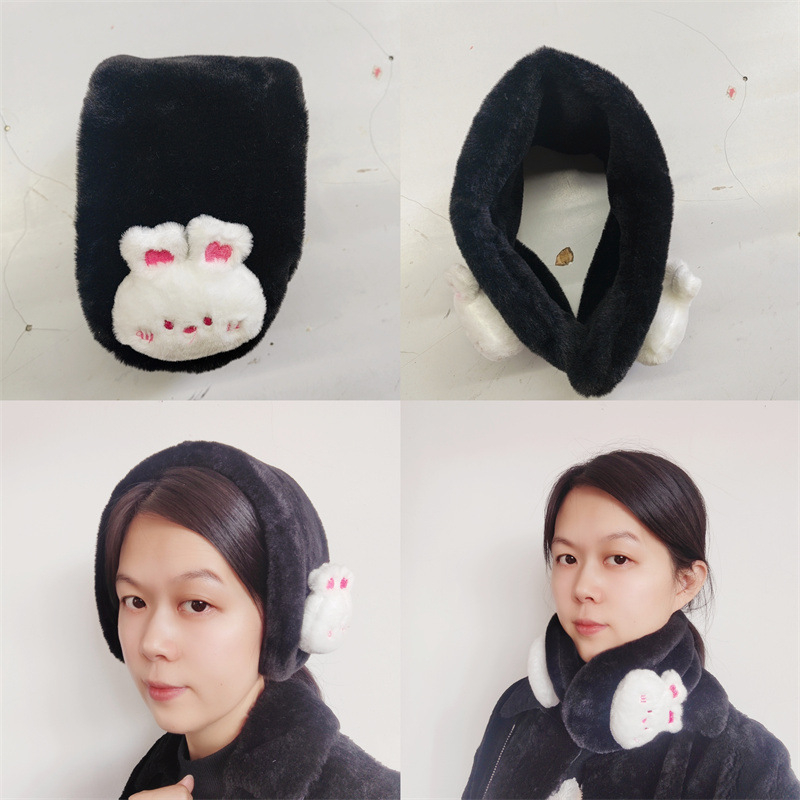 Dámske zimné ušné ochranné pomôcky a spona na vlasy – králičia kožušina, teplá zima, sladký štýl, dospelá žena, zima 2024