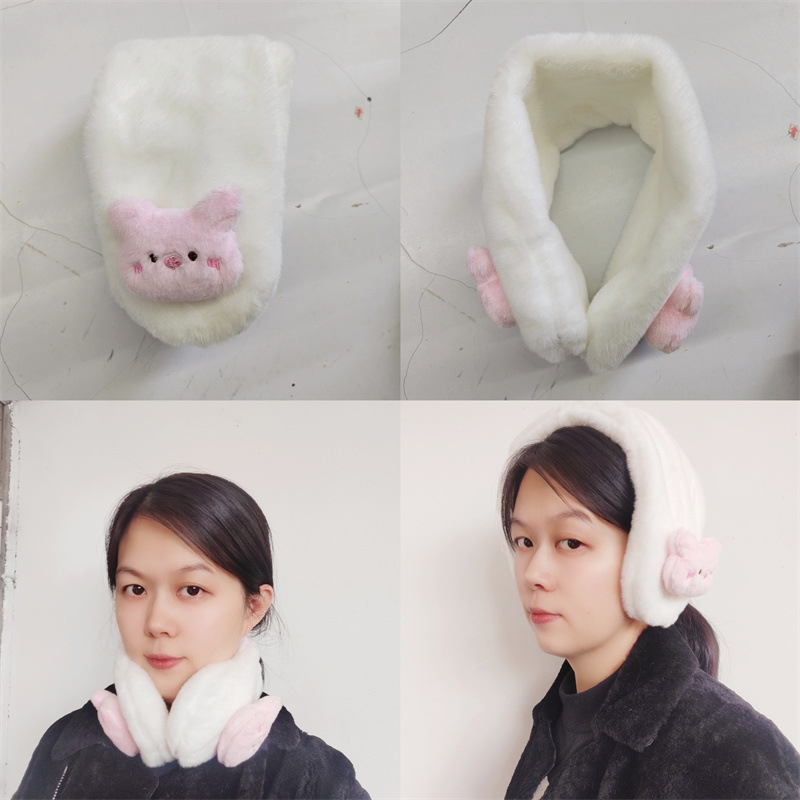Dámske zimné ušné ochranné pomôcky a spona na vlasy – králičia kožušina, teplá zima, sladký štýl, dospelá žena, zima 2024