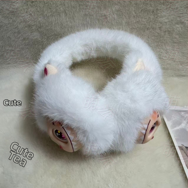 Detské kožušné ušné náušníky, vzor v blokoch farieb, vetruodolné, teplé na zimu